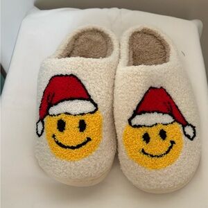 Cozy Holiday Smiley Face Slippers